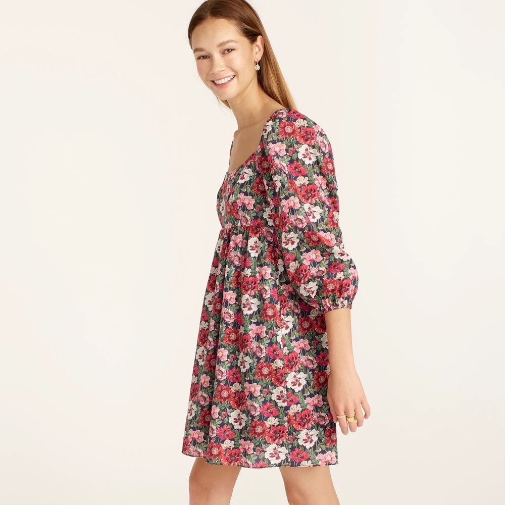 Liberty of London Floral Mini Dress - Pink and Green